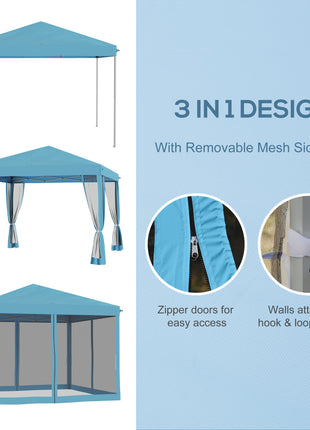 10 x 10 Pop Up Canopy Tent, Outdoor Patio Gazebo with Netting, Carry Bag Included