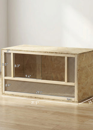 Wooden Reptile Terrarium with Sliding Door for Chameleon, Lizard, Snake, Frog, Turtle, 31.5" x 15.7" x 15.7"