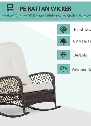 Outdoor PE Rattan Wicker Recliner Rocker Chair w/ Soft Cushion for Garden