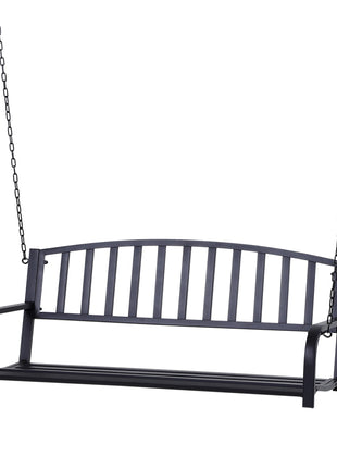 2-Person Metal Outdoor Porch Swing, Hanging Outdoor Swing Chair, 528lb Weight Capacity, Black