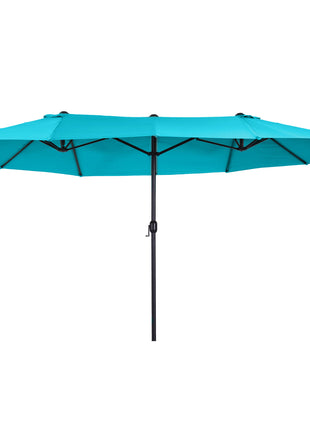 Patio Umbrella 15ft Double-Sided Outdoor Market Extra Large Umbrella with Crank Handle for Deck, Lawn, Backyard and Pool, Blue