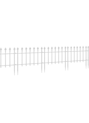 Metal Decorative Garden Fence, 9.2' x 17.25" 5 Steel Panels, Decorative Border for Landscape, Flower Bed, Animals, White