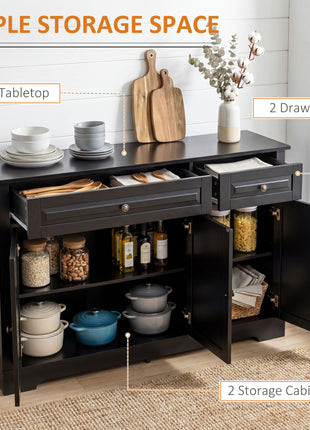 Sideboard Buffet Cabinet, Modern Accent Cabinet with 2 Drawers and Adjustable Shelves, Entryway Cabinet, Black