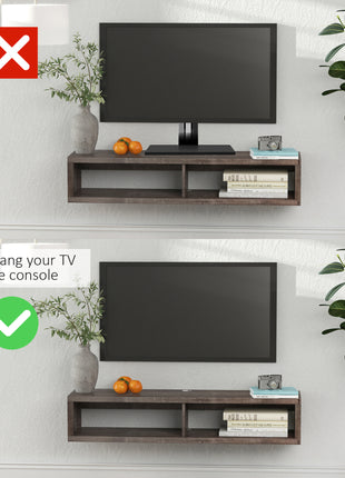 Wall Mounted TV Stand, Media Console Floating Storage Shelf for Living Room or Home Office, Dark Grey