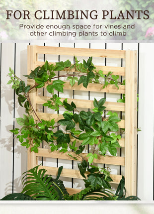 Wood Planter Box with Trellis for Climbing Plants, Raised Garden Bed for Outdoor Flowers Herbs, 91"x24"x43", Natural