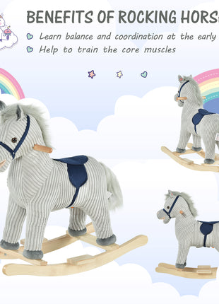 Kids Rocking Horse Plush Ride on Horse Toddle Rocker for 36-72 Months