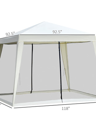 10'x10' Outdoor Party Tent Canopy with Mesh Sidewalls, Patio Gazebo Sun Shade Screen Shelter, Beige