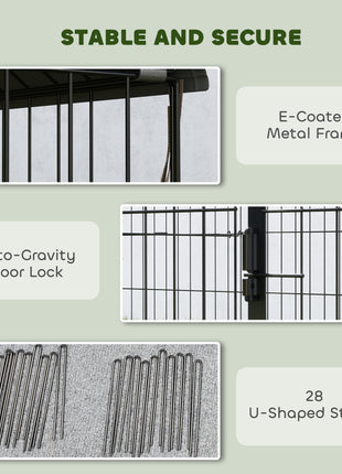 Metal Chicken Coop, Large Chicken Run with Water-Resistant & Anti-UV Cover for 7-9 Hens, Outdoor Hen House with 10 Doors