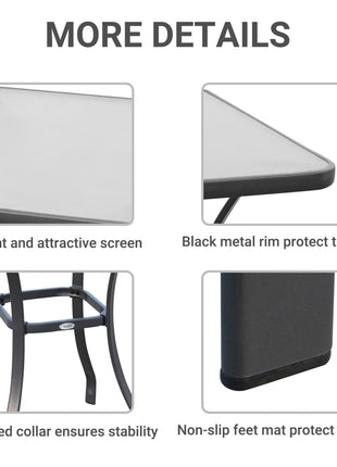 27" Square Bistro Table Garden Dining Table Outdoor Tempered Glass Table