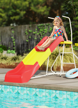 6ft Slide for Kids, Metal Freestanding Playground Equipment with Climbing Ladder, for Backyard, Outdoor, Indoor, Red