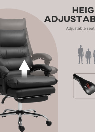 Massage Office Chair with Heat Function, Computer Desk Chair with Footrest Swivel Wheels, Black