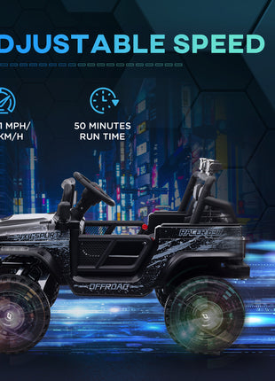 12V Ride on Car, Ride on Truck w/ Remote, 4 Suspension Wheels, 3 MPH Max Speed, Music, Horn & Lights, Black