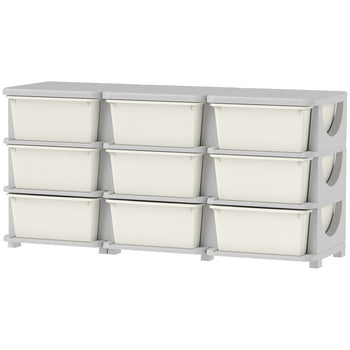 29.5" 3 Tier Kids Storage Unit Dresser Tower w/ 9 Drawers, Cream White