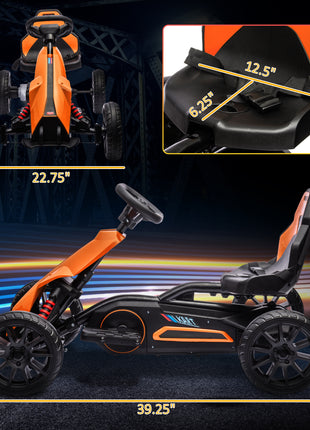 12V Electric Go Kart for Kids w/ Adjustable Speed, Orange