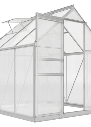 6' x 6' x 6.5' Polycarbonate Greenhouse with Aluminum Frame, Walk-in Heavy Duty Green House with Adjustable Roof Vent, Rain Gutter and Sliding Door for Winter, Silver