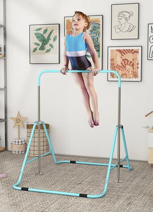 Folding Gymnastics Bar for Kids, Adjustable Height, Green