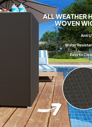 Outdoor Towel Rack for Pool w/ Drawer & Cabinet, Dark Brown