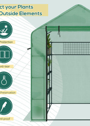 8' x 6' x 7' Temporary Greenhouse for Growing Flowers with Mesh Door & Windows Green