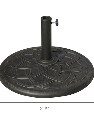 22" 42 lbs Round Resin Umbrella Base Stand Market Parasol Holder with Beautiful Decorative Pattern & Easy Setup, for Φ1.5", Φ1.89" Pole, for Lawn, Deck, Backyard, Garden, Bronze