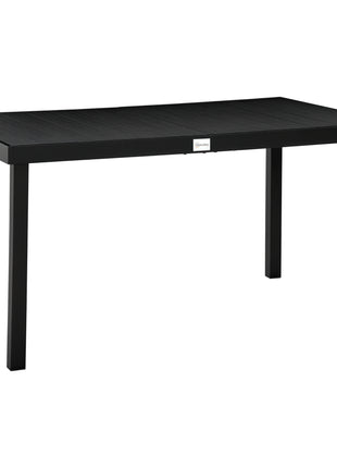 Outdoor Dining Table for 6 Person, Rectangular Patio Table, Aluminum Metal Legs for Garden, Lawn, Patio, Woodgrain Black