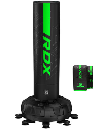 RDX F6 6ft Kara Green & Black Free-Standing Punch Bag With Mitts Set