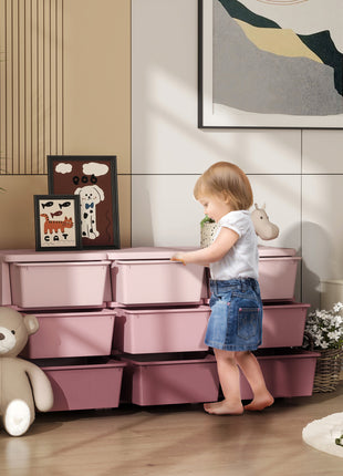 29.5" 3 Tier Kids Storage Unit Dresser Tower w/ 9 Drawers, Pink