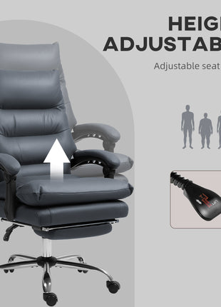 Microfibre Massage Office Chair, Heated Reclining Chair with Footrest, Double-tier Padding, Swivel Wheels, Dark Gray