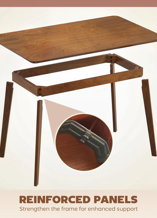 47.2" Rectangle Dining Table for 4, Mid-Century Modern Kitchen Table with Rubber Wood Legs for Dining Room, Walnut
