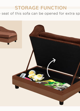 Pet Sofa Bed Couch with Storage, Pet Sofa for Cats and Small Dogs, Brown