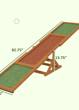 Wooden Dog Agility Seesaw for Training and Exercise, Weather Resistant, 83" L x 16" W x 14" H, Orange
