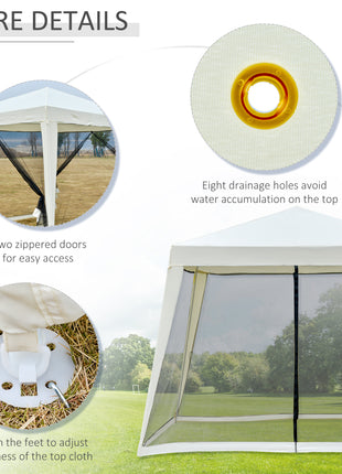 10'x10' Outdoor Party Tent Canopy with Mesh Sidewalls, Patio Gazebo Sun Shade Screen Shelter, Beige