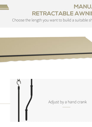 16' x 10' Retractable Awning, 280gsm UV Resistant Sunshade Shelter for Deck, Balcony, Yard, Beige
