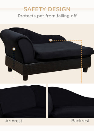 Pet Sofa Bed Couch with Storage, Pet Sofa for Cats and Small Dogs, Black