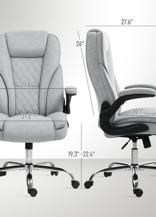 Executive Office Chair, Desk Chair with Flip-up Armrest, Diamond Fabric Computer Chair for Home Office, Gray