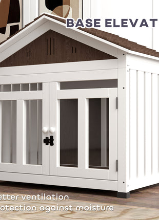 40"L Wooden Dog House Outdoor Indoor for Small, Medium, Large Dogs, with Air Vents & Elevated Removable Floor