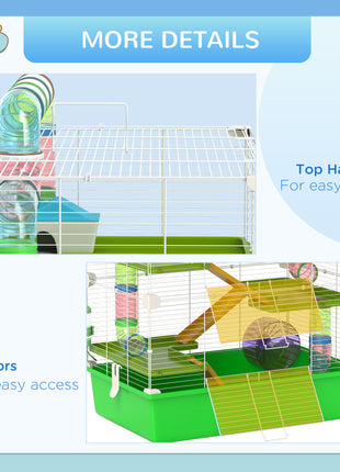 23" 5-Tier Hamster Cage with Wheel and Water Bottle, Green