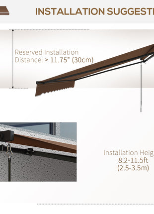 16' x 10' Retractable Awning, 280gsm UV Resistant Sunshade Shelter for Deck, Balcony, Yard, Brown