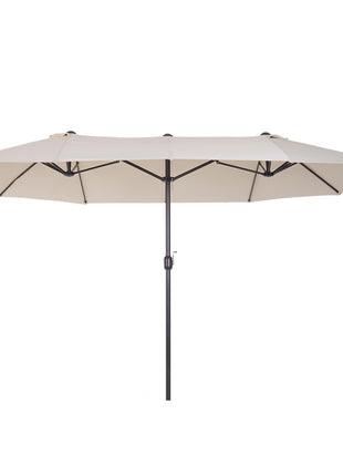 15ft Patio Umbrella Double-Sided Outdoor Market Extra Large Umbrella with Crank Handle for Deck, Lawn, Backyard and Pool, Cream White