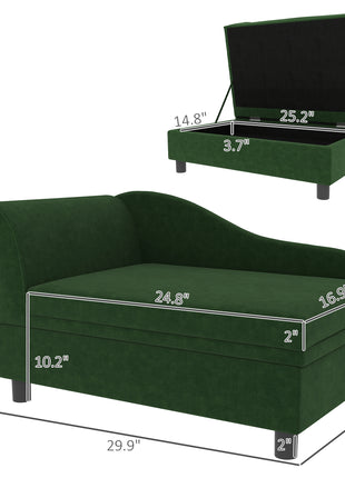 Pet Sofa Bed Couch with Storage, Pet Sofa for Cats and Small Dogs, Green