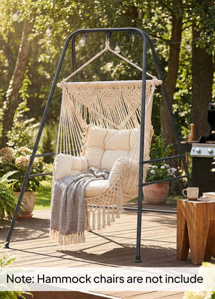 Hammock Chair Stand  Indoor and Outdoor Use with Anti-Slip Foot Pads, 2 Carabiners, Black