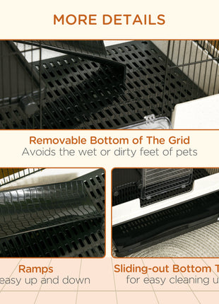 2-tier Compact Platform Rolling Small Animal Rabbit Cage for Hamsters, Chinchillas & Gerbils with a Large Living Space