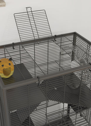 4 Tier Hamster Cage with Deep Tempered Glass Bottom, Running Wheel, Hut, Water Bottle, Food Dish, 24" x 16" x 31.5"