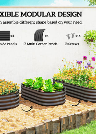 4.9' x 2' x 1' Galvanized Raised Garden Bed Kit, Metal Planter Box with Safety Edging, Dark Gray