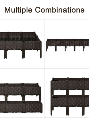 6 Piece Raised Garden Bed with Legs, Planter Box Raised Bed to Grow Flowers, Herbs & Vegetables, Brown