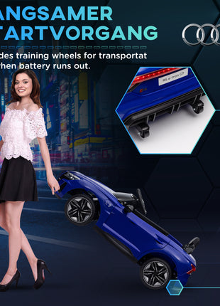 12V Licensed Audi RS E-tron GT Kids Ride on Car with Remote Control, Suspension, Horn, Music, Lights, Dark Blue