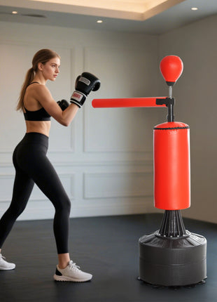 Boxing Bag, Freestanding Punching Bag with Speed Ball, Rotating Boxing Bar and Gloves, Weighted Base
