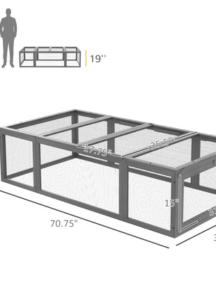 Large Wooden Rabbit Hutch Small Animal Habitat Enclosure Outdoor Run and Lockable Doors - Gray