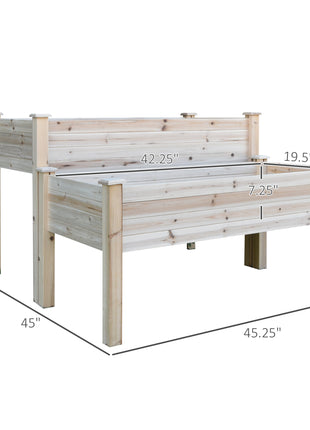 Two-Tier Wooden Elevated Garden Bed with Legs, Large Capacity 45x45 Outdoor Planter for Vegetables, Flowers, and Herbs, Ideal for Gardeners, Natural