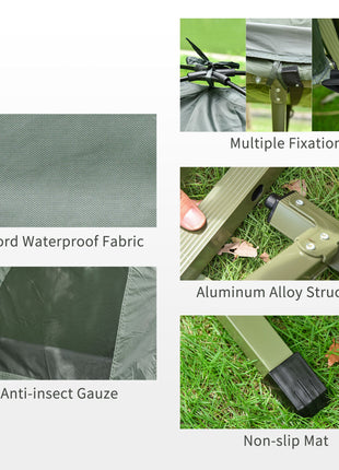 All-in-One Folding Camping Cots for Adults, Elevated Tent with Sleeping Bag, Thick Air Mattress Pad, Portable Single Sleeping Cot Camping Bed