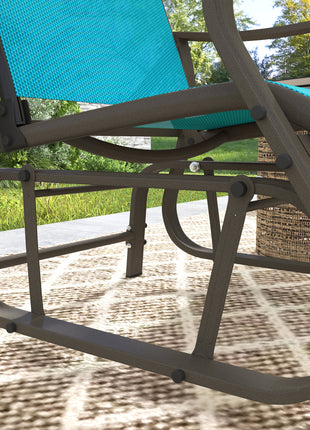 Outdoor Glider Chair Patio Glider Swing Chair with Mesh Seat, Steel Frame for Backyard, Garden, Porch, Blue